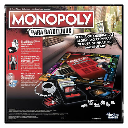 Monopoly Batoteiros da Hasbro, detalhe gráfico da embalagem do jogo