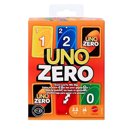 Jogo de cartas Uno Zero: caixa laranja com cartas numeradas
