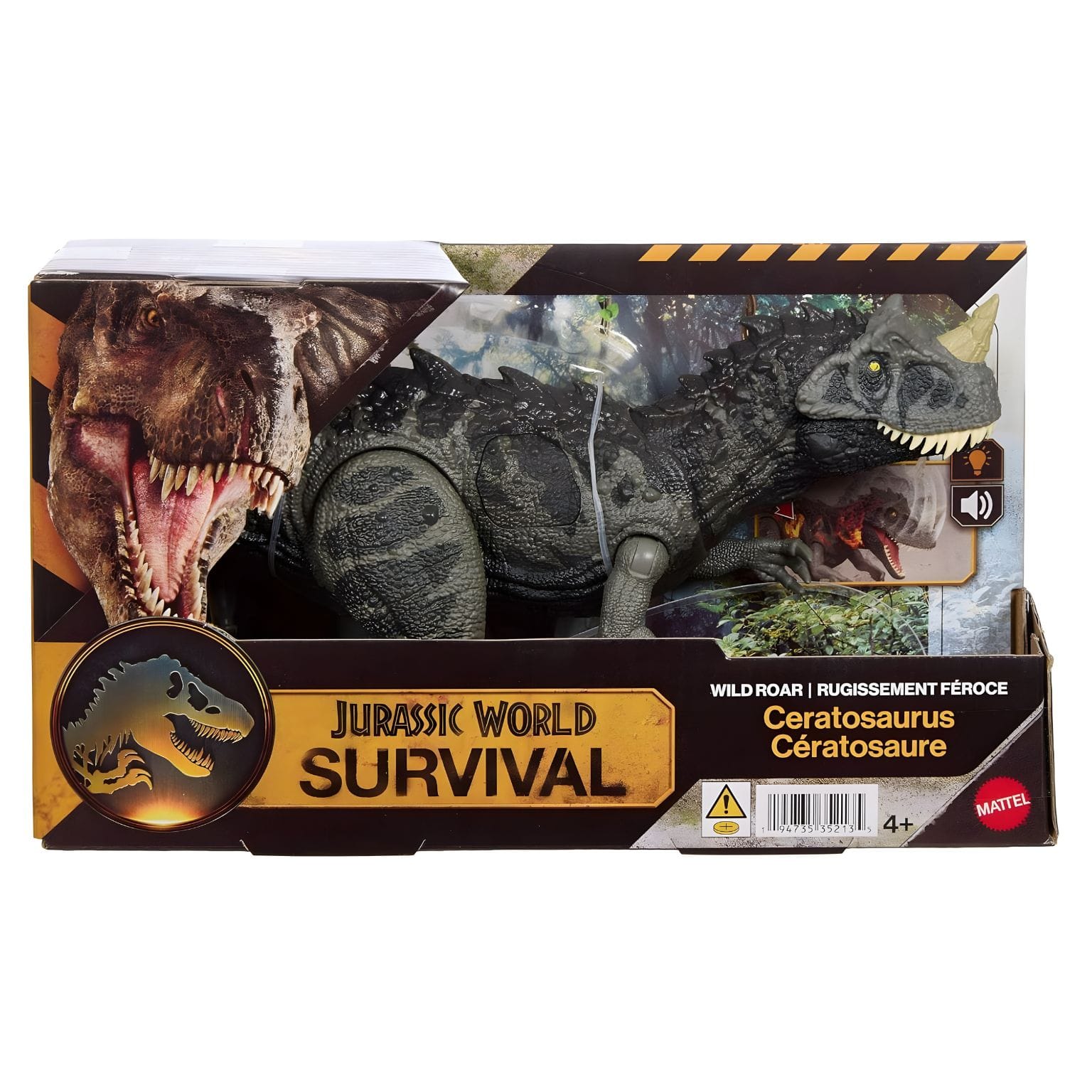 Dinossauro Jurassic World Wild Roar Ceratosaurus embalagem frontal