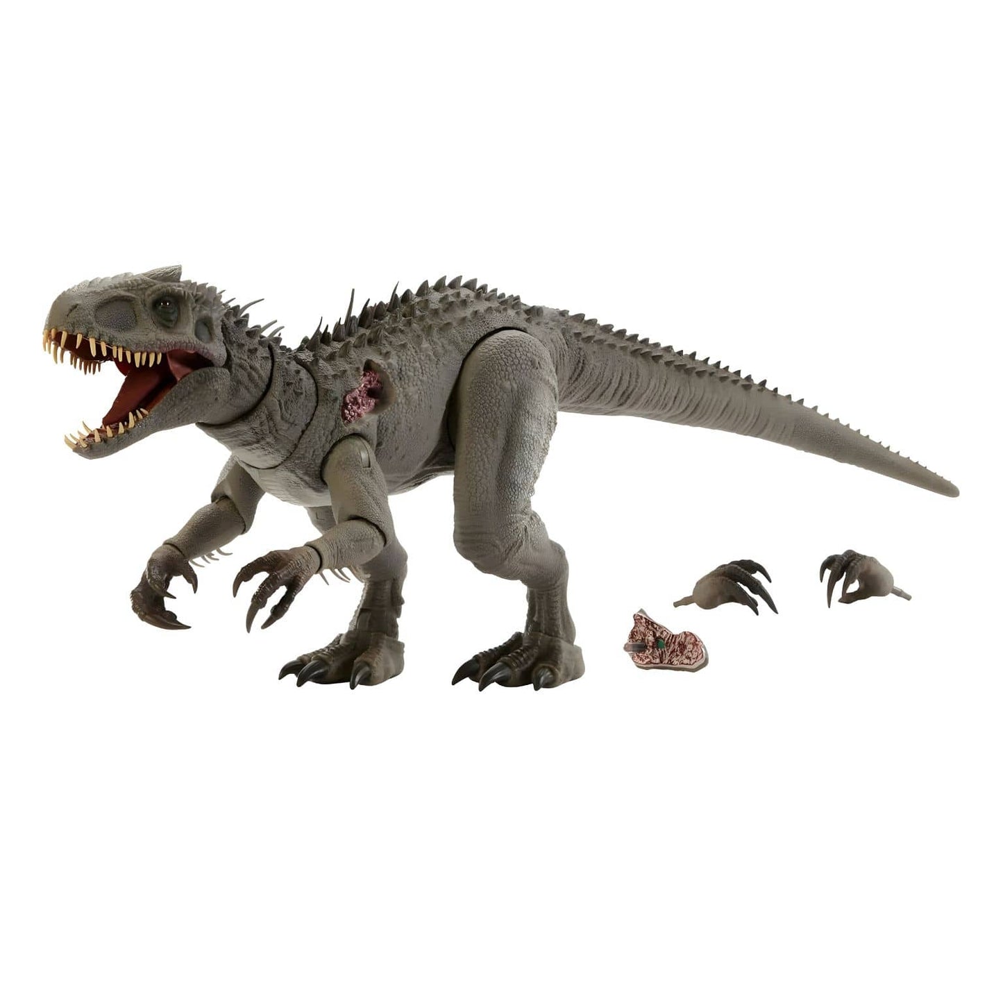 Vista da Indominus Rex Jurassic World Hammond Collection com presença imponente