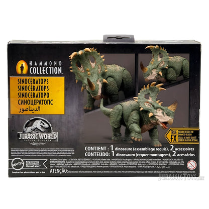 Jurassic World Hammond Collection - Sinoceratops figura de dinossauro verde com folho e chifres Jurassic World