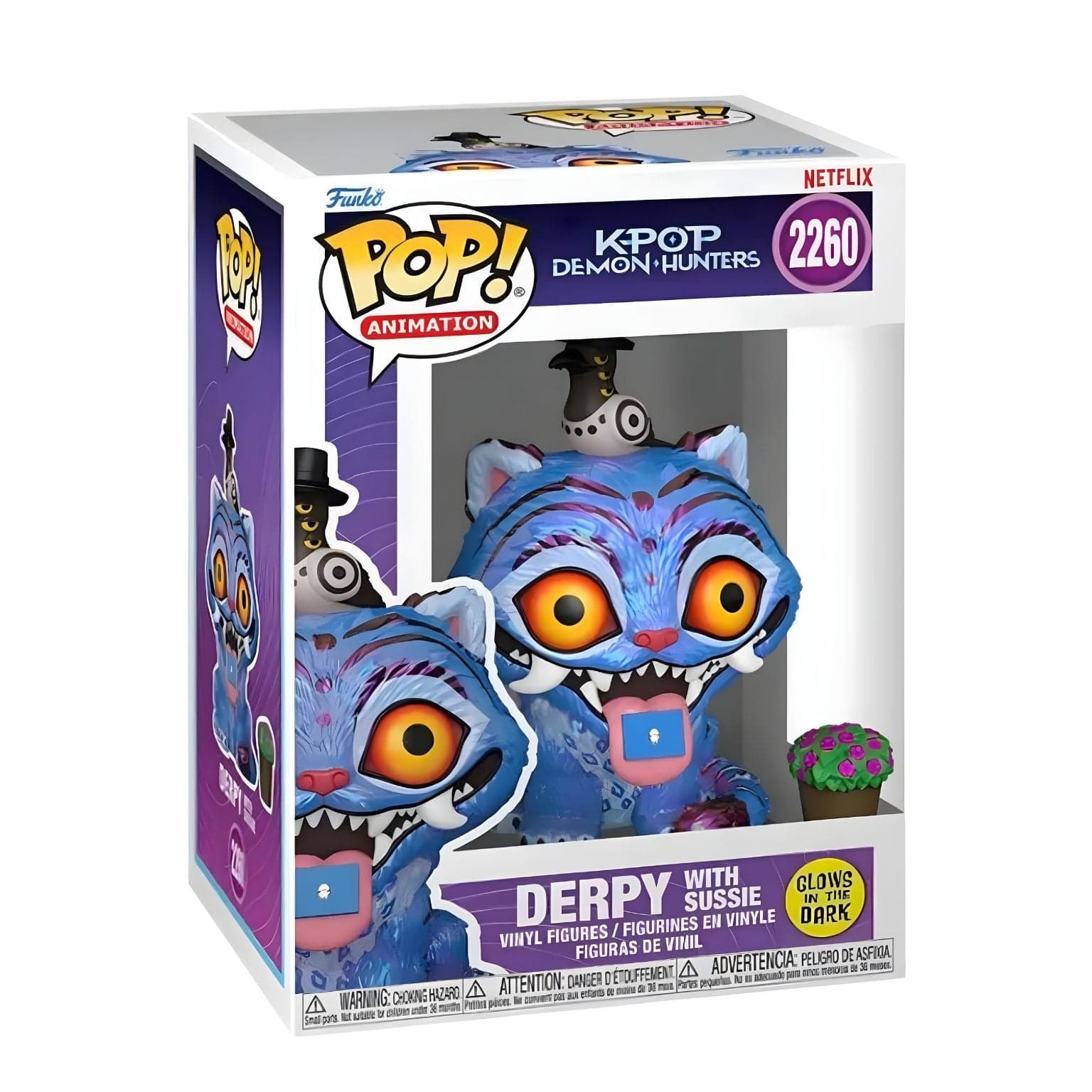 Funko Pop Derpy com Sussie K-Pop Demon Hunters monstro azul glow no escuro