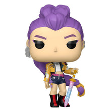 Funko Pop K-Pop Demon Hunters Rumi cabelo roxo espada figura colecionável