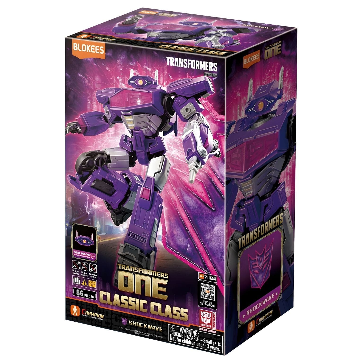 Kit Blokees Transformers Shockwave robô roxo Decepticon com canhão e visor 