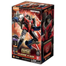 Kit Blokees Transformers Starscream figura Transformers em pose dinâmica com cores vermelho azul e cinza