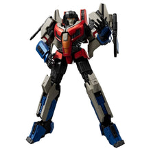 Kit Blokees Transformers Starscream figura Transformers em pose dinâmica com cores vermelho azul e cinza