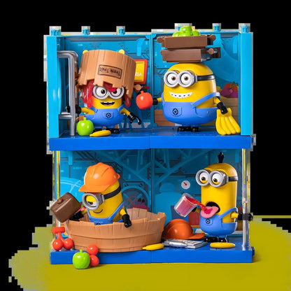Kit Blokees Minions Jelly Factory com figuras Minions, acessórios divertidos e cenários de brincadeira