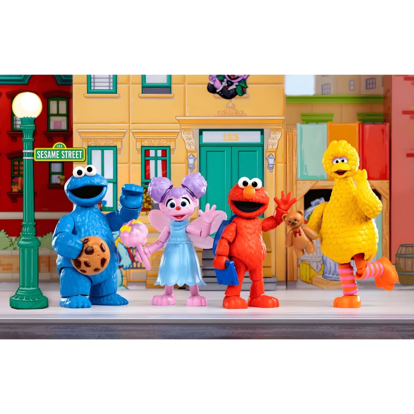 Kit Blokees Rua Sésamo série 1 com Monstro das Bolachas, Abby Cadabby, Elmo e Big Bird para montar