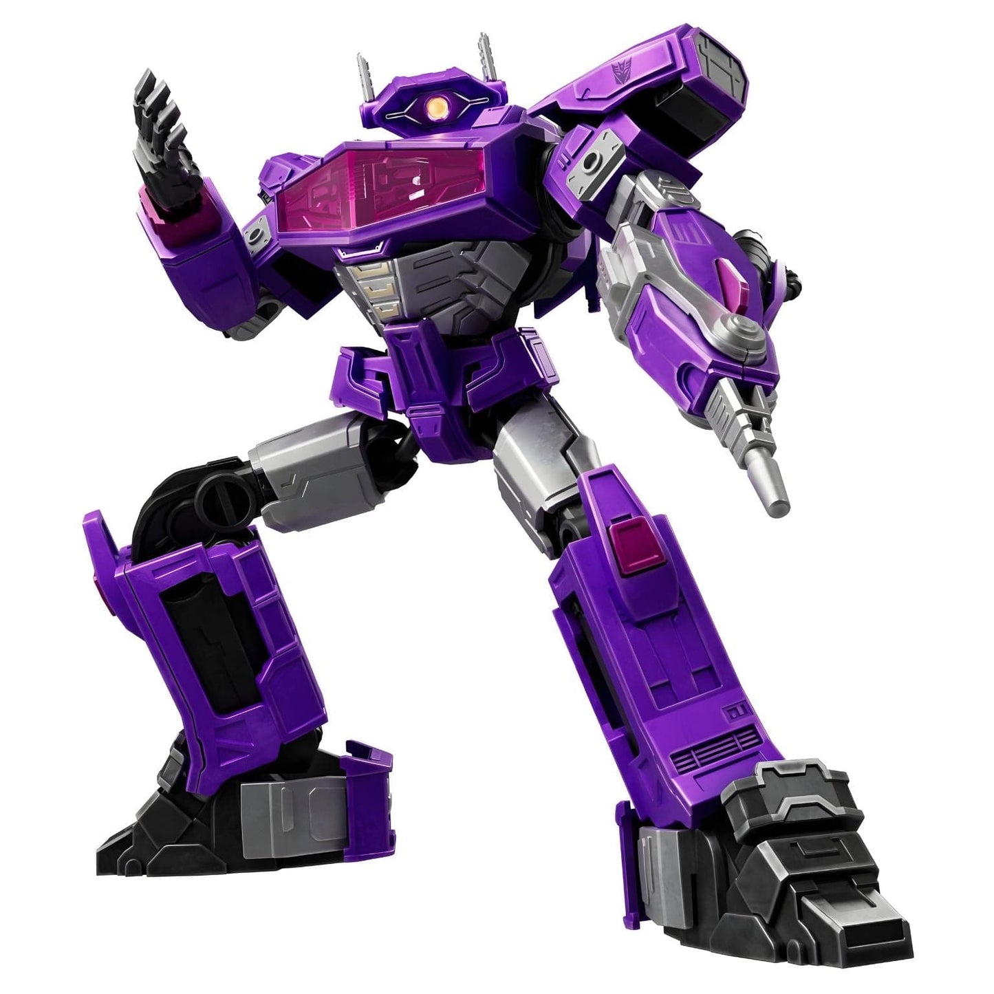 Kit Blokees Transformers Shockwave robô roxo Decepticon com canhão e visor
