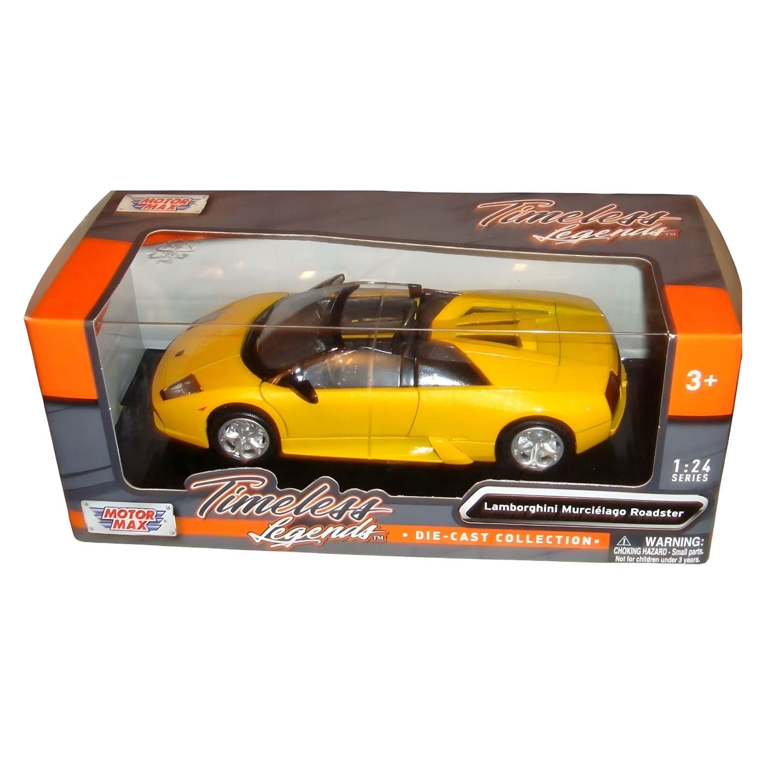 Lamborghini Murcielago Roadster Amarelo descapotável em amarelo vibrante, carro de brincar com estilo desportivo