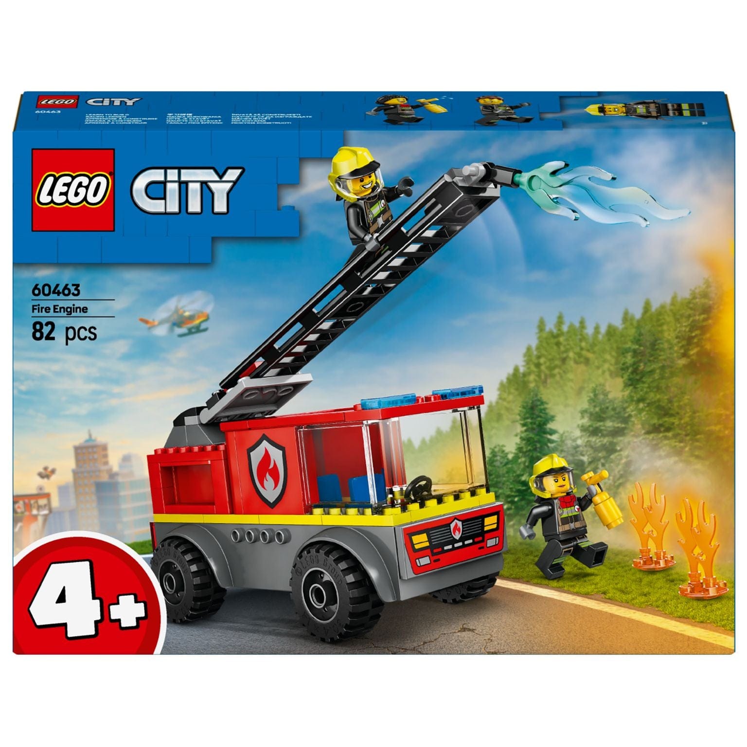 Lego City - Camião dos Bombeiros com Escada com bombeiros, escada elevada e chamas de brincadeira