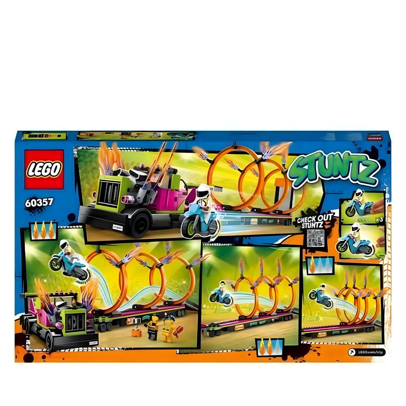 LEGO City mota de acrobacias e minifiguras do conjunto 60357