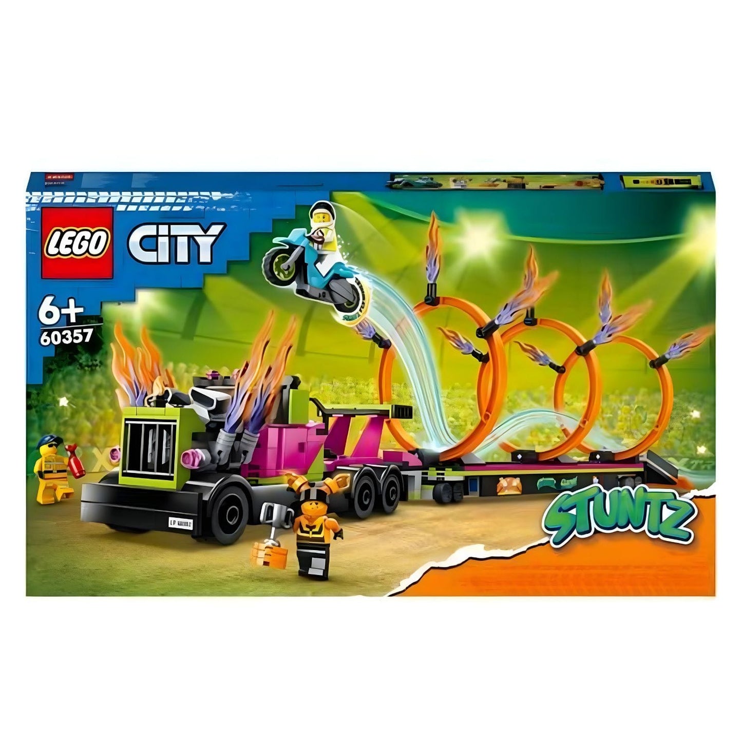 Lego City Camião de Acrobacias e Desafio do Anel de Fogo 60357