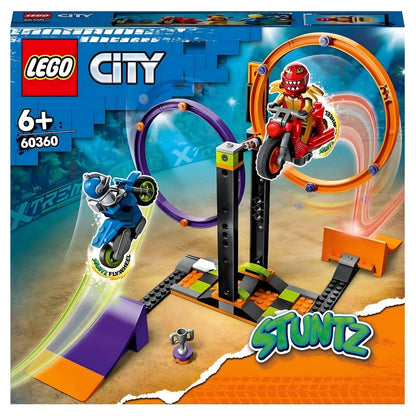Caixa Lego City Desafio Acrobático Giratório com duas motos