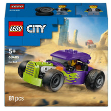 Lego City Hot Rod roxo e verde com chamas e piloto