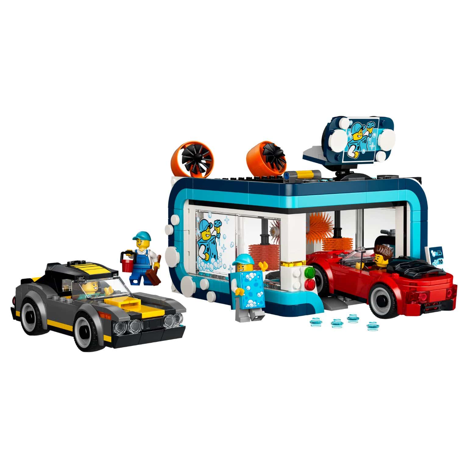 LEGO City 60497 lavagem de automóveis com escovas giratórias e veículos