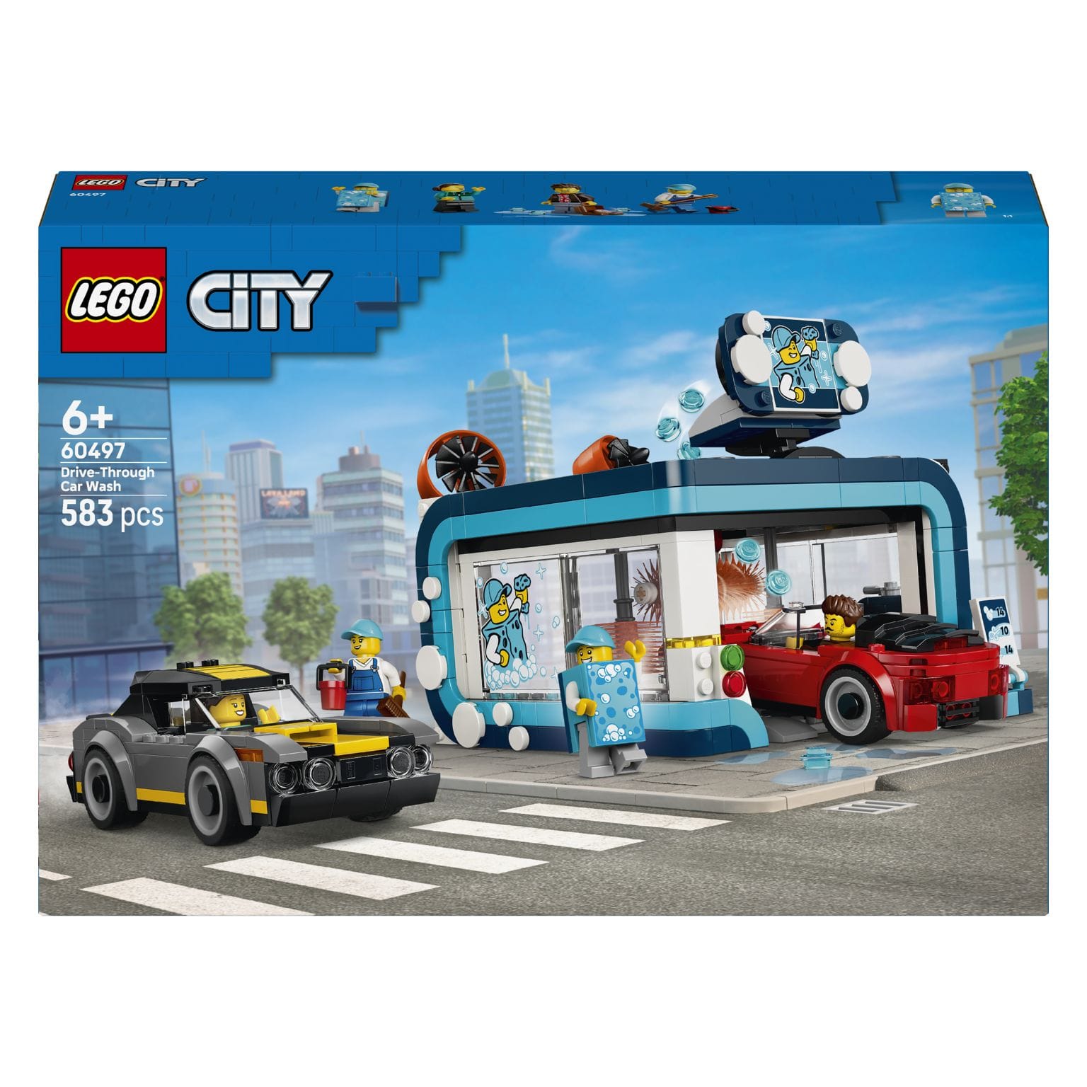 LEGO City Lavagem de Automóveis Drive-through 60497 com carros e personagens