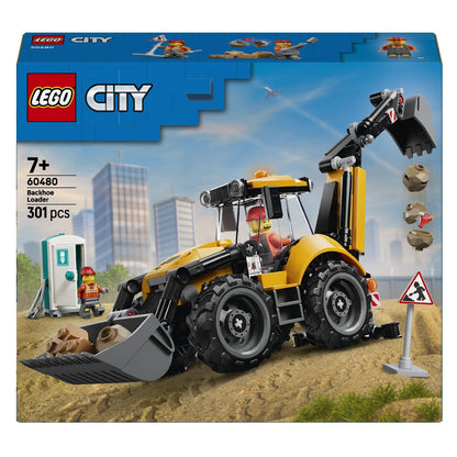 Caixa Lego City Retroescavadora Amarela com minifigura e sanita portátil
