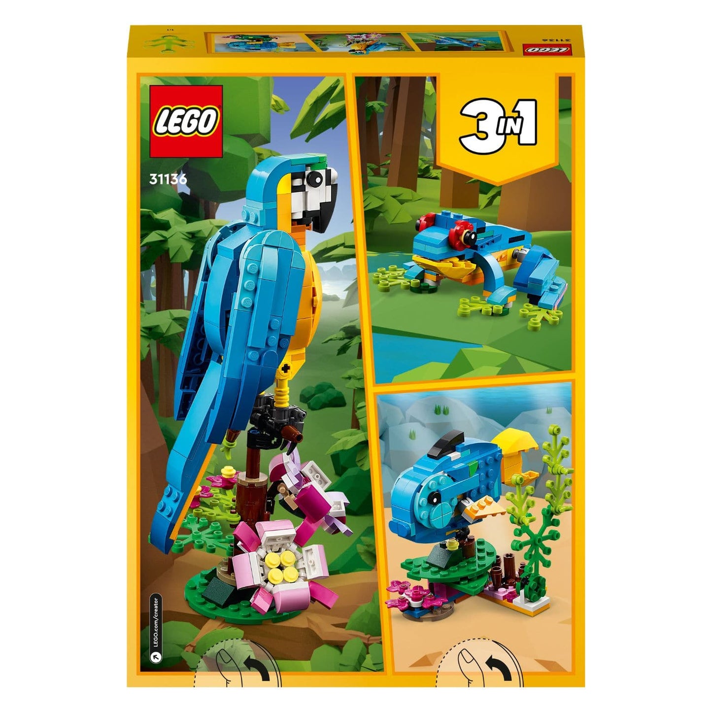 LEGO Creator Papagaio Exótico colorido para crianças a partir dos 7 anos
