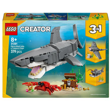 Lego Creator Tubarão Feroz com baú do tesouro e criatura marinha em cenário subaquático