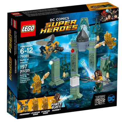 Caixa do Lego DC Comics Super Heroes Combate de Atlantis com Aquaman e cenário subaquático