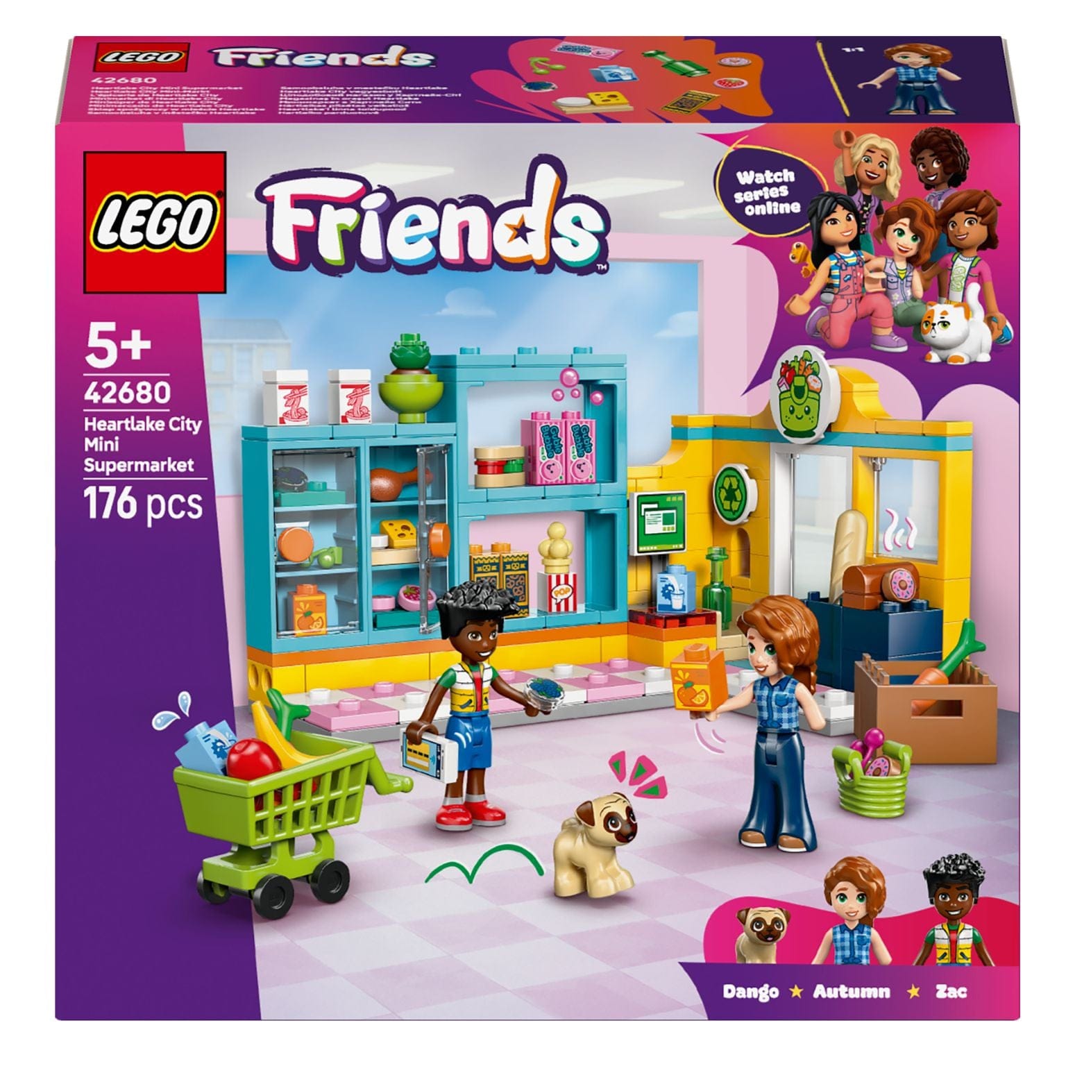 Lego Friends Minimercado de Heartlake City com carrinho de compras, alimentos e personagens Friends