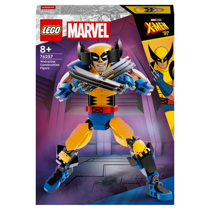 Caixa do Lego Marvel - Figura de Construção de Wolverine com a figura em pose de ataque