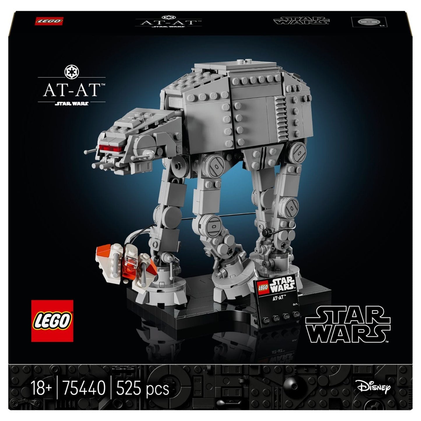 Lego Star Wars AT-AT modelo cinzento com base de exposição