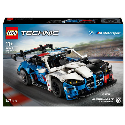 LEGO Technic Carro de Corrida BMW M4 GT3 EVO: caixa com o carro azul, branco e preto