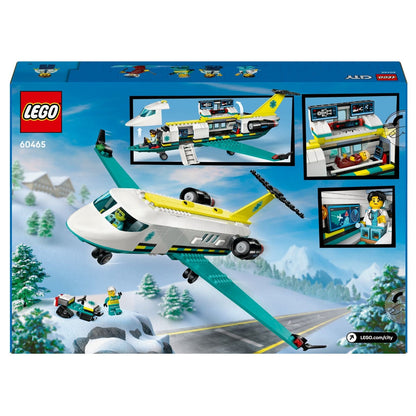 Verso da caixa do Lego City Ambulância Aérea de Emergência com funções do avião