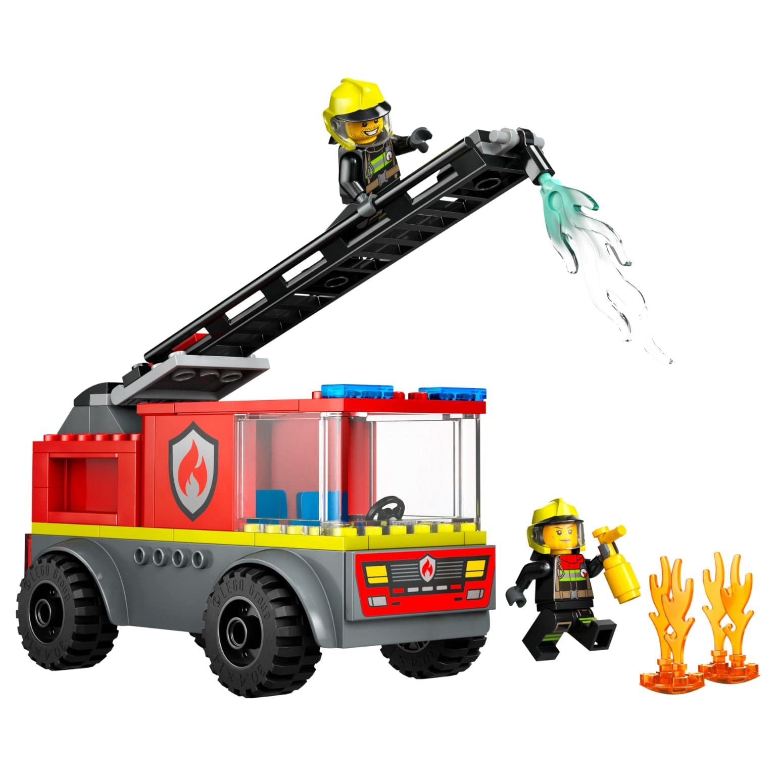 Lego City - Camião dos Bombeiros com Escada com bombeiros, escada elevada e chamas de brincadeira