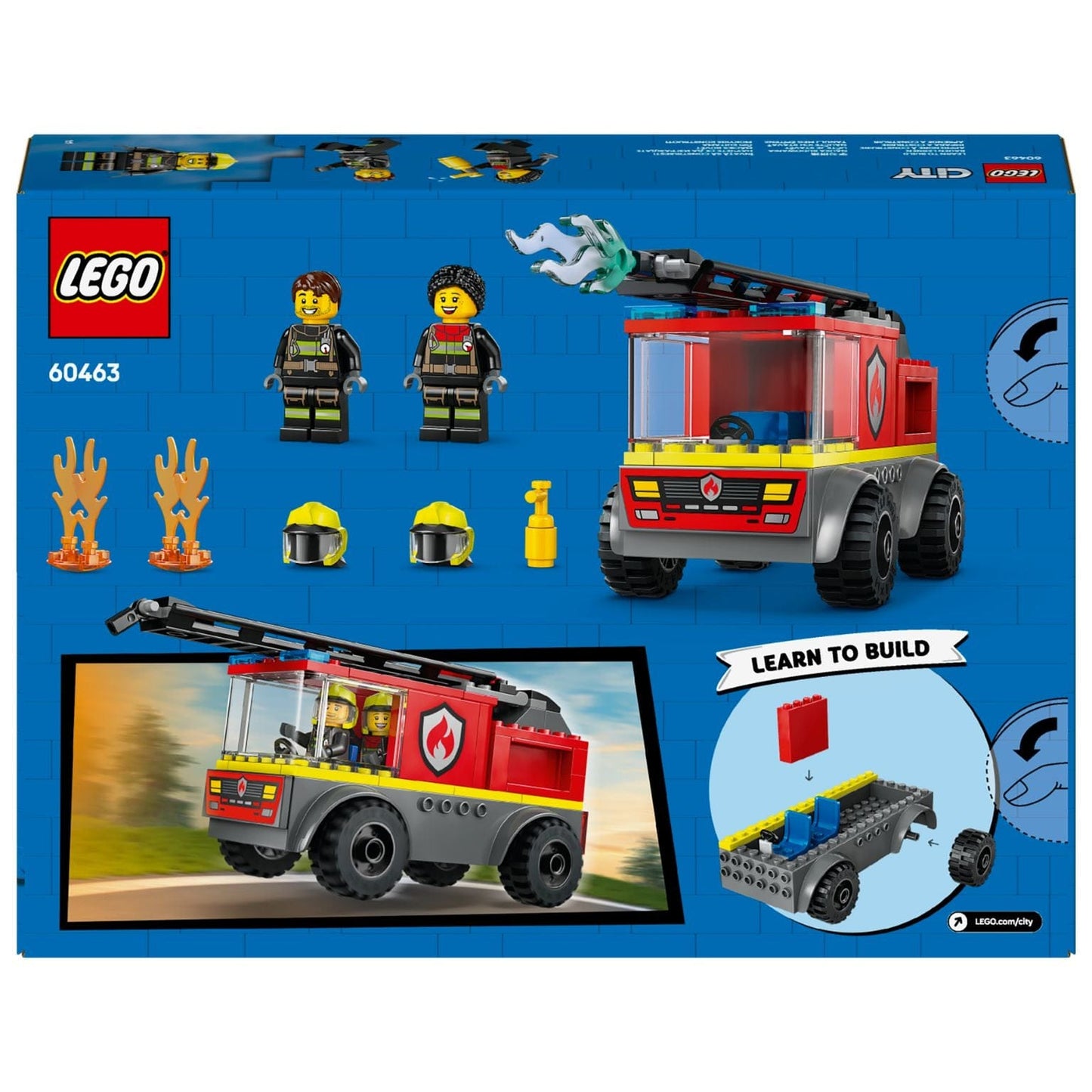 Lego City - Camião dos Bombeiros com Escada com bombeiros, escada elevada e chamas de brincadeira