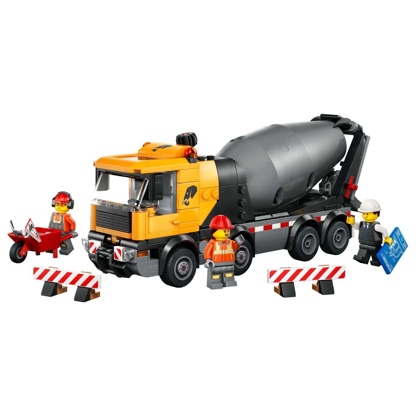 Lego City Camião com Betoneira com minifiguras e barreiras de obra