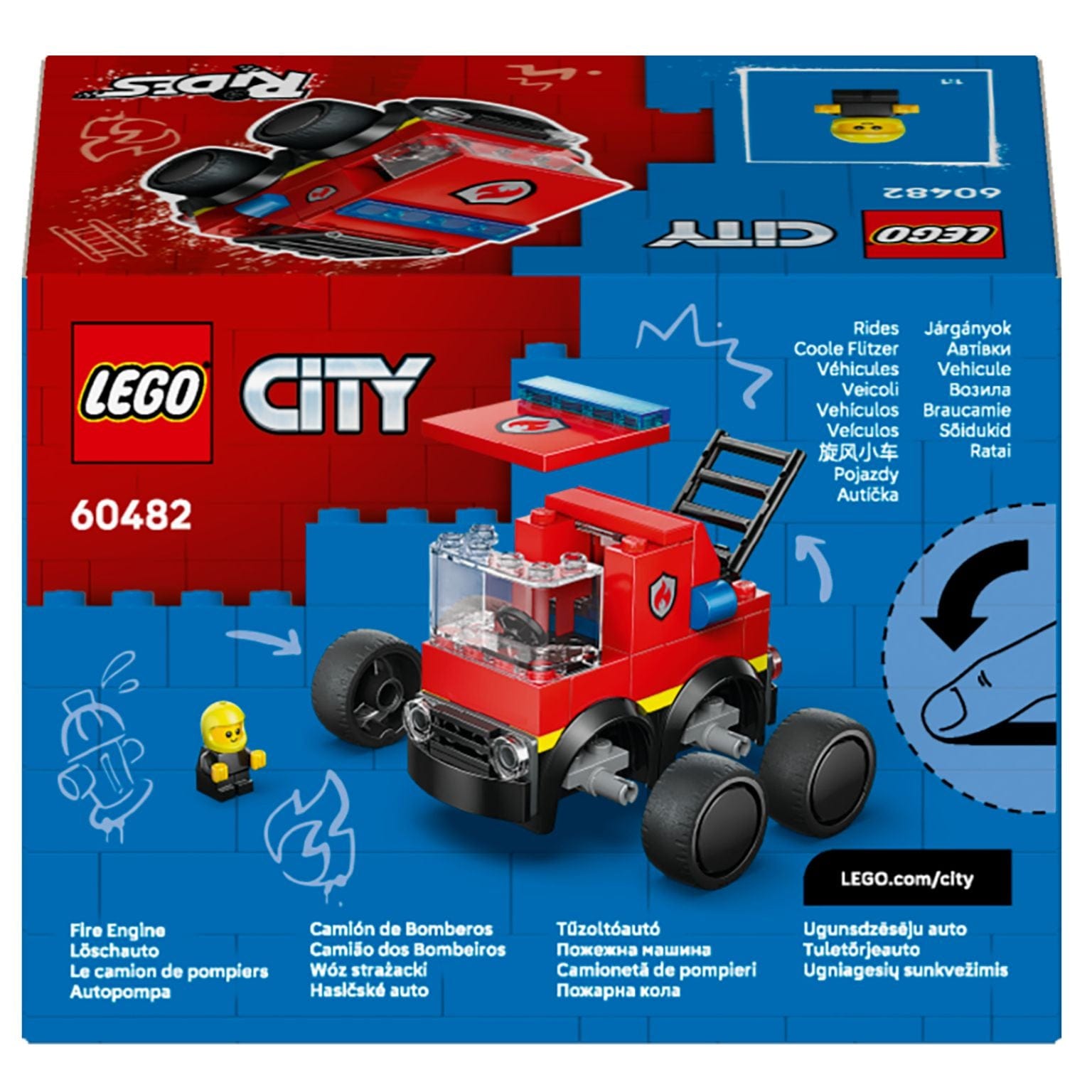 Lego City Camião dos Bombeiros com mini figura em viatura vermelha de resgate