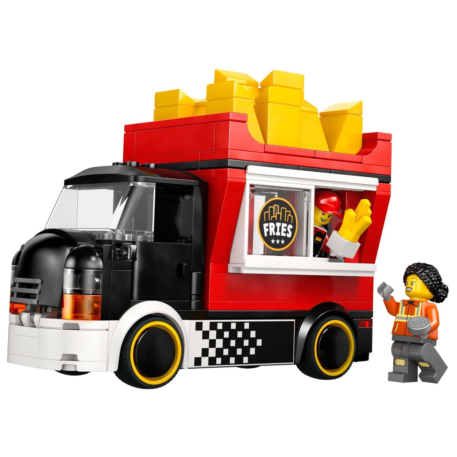 Lego City Carrinha de Fritos camião de comida vermelho com batatas fritas no topo e minifiguras