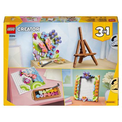Verso da caixa do Lego Creator Quadro com Arte Floral com os modelos alternativos