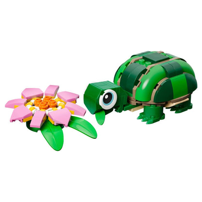 Lego Creator Tartaruga Com Nenúfar com tartaruga verde e flor nenúfar cor-de-rosa