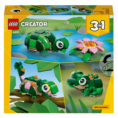 Lego Creator Tartaruga Com Nenúfar com tartaruga verde e flor nenúfar cor-de-rosa