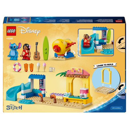 Construção LEGO Disney Lilo e Stitch com ambiente de férias