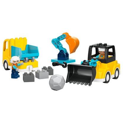 Lego Duplo Veículos de Construção 3 em 1 com camião, escavadora e peças DUPLO para brincar