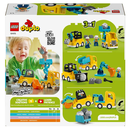 Lego Duplo Veículos de Construção 3 em 1 com camião, escavadora e peças DUPLO para brincar