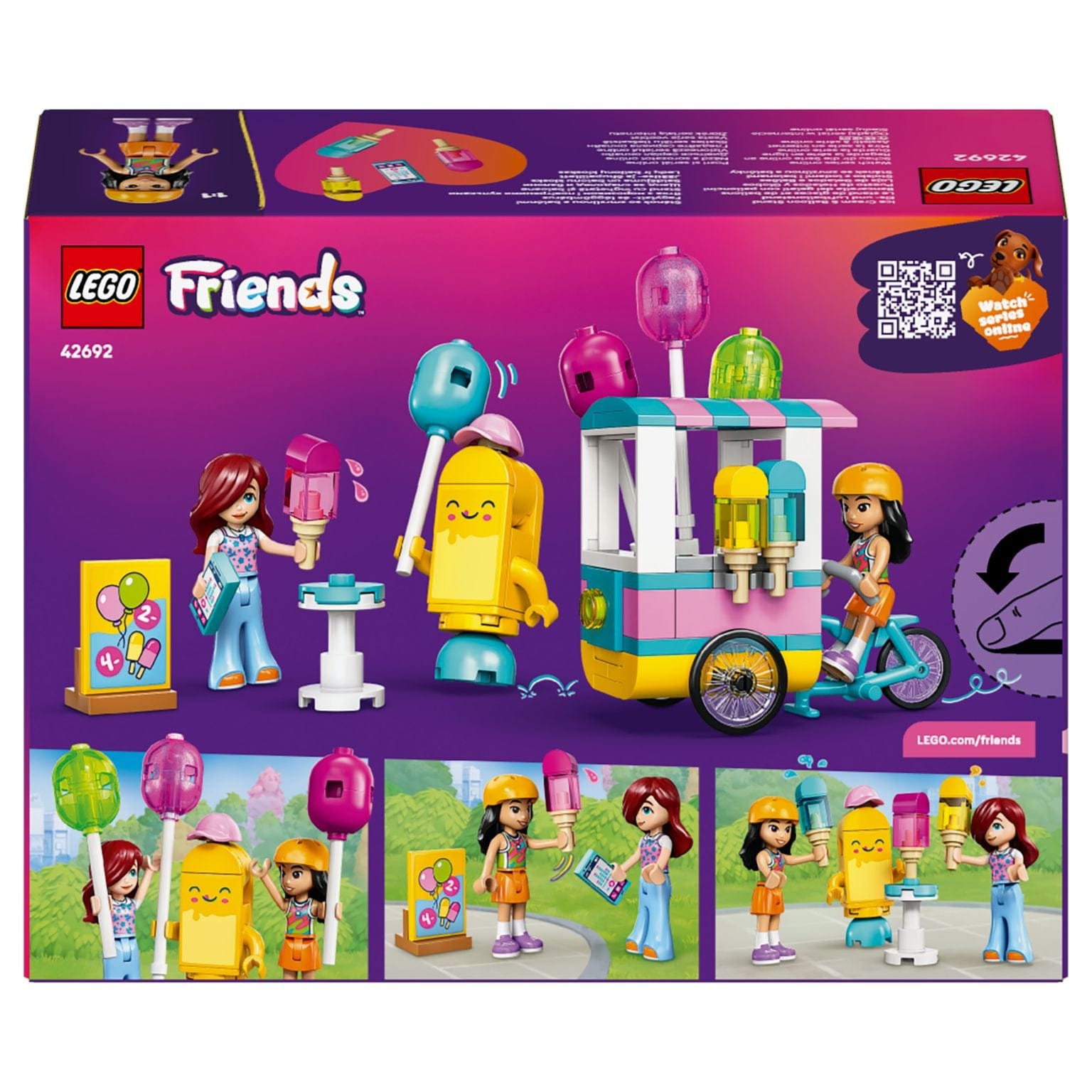 Set LEGO Friends 42692 Loja de Gelados e Balões com carrinho de gelados, balões e duas mini bonecas