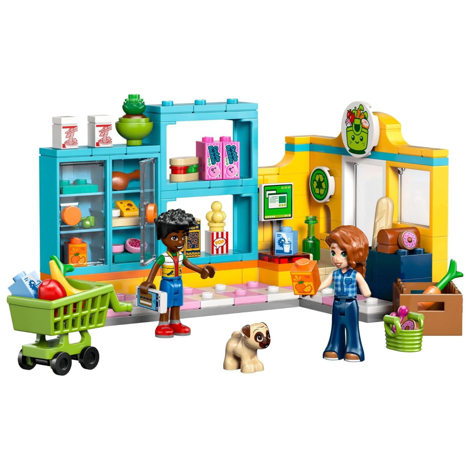 Lego Friends Minimercado de Heartlake City com carrinho de compras, alimentos e personagens Friends
