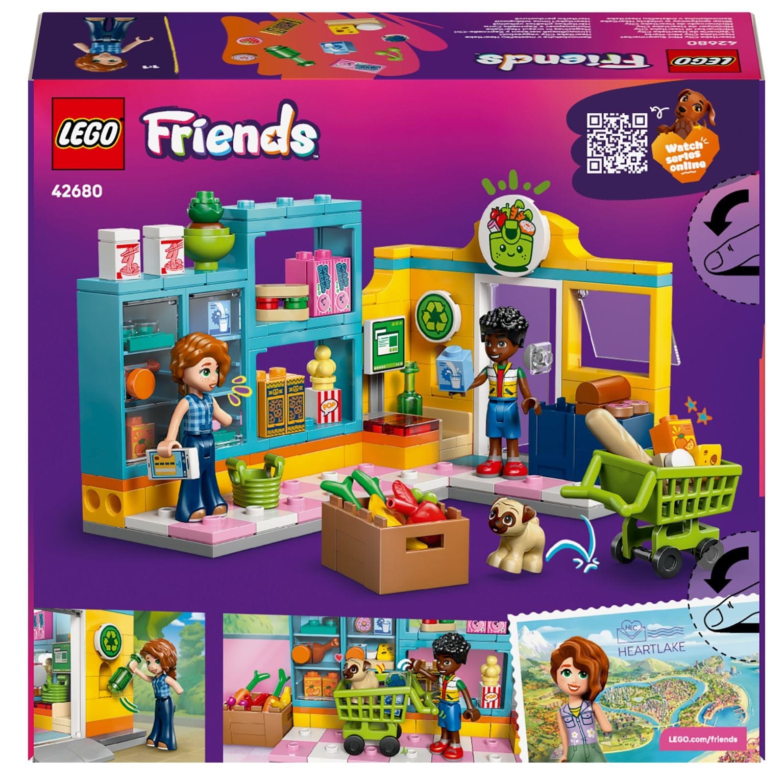 Lego Friends Minimercado de Heartlake City com carrinho de compras, alimentos e personagens Friends