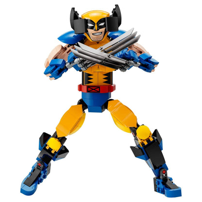 Lego Marvel - Figura de Construção de Wolverine montada com garras e máscara amarela