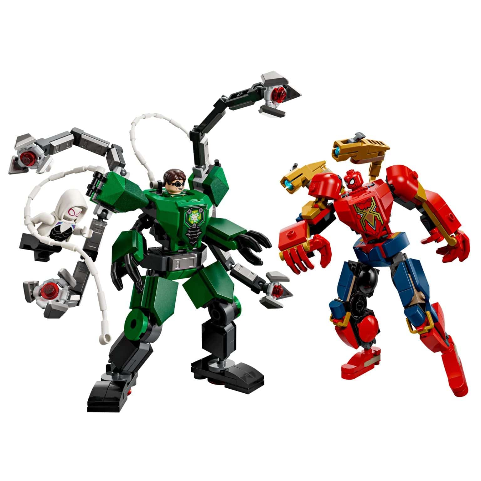 LEGO Marvel Batalha de Robôs Spider-Man contra Doc Ock com dois robôs e personagens Marvel