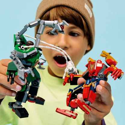 LEGO Marvel Batalha de Robôs Spider-Man contra Doc Ock com dois robôs e personagens Marvel