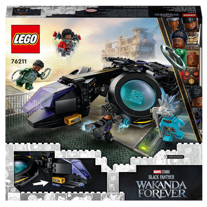 Parte de trás da caixa LEGO Marvel Pássaro do Sol de Shuri