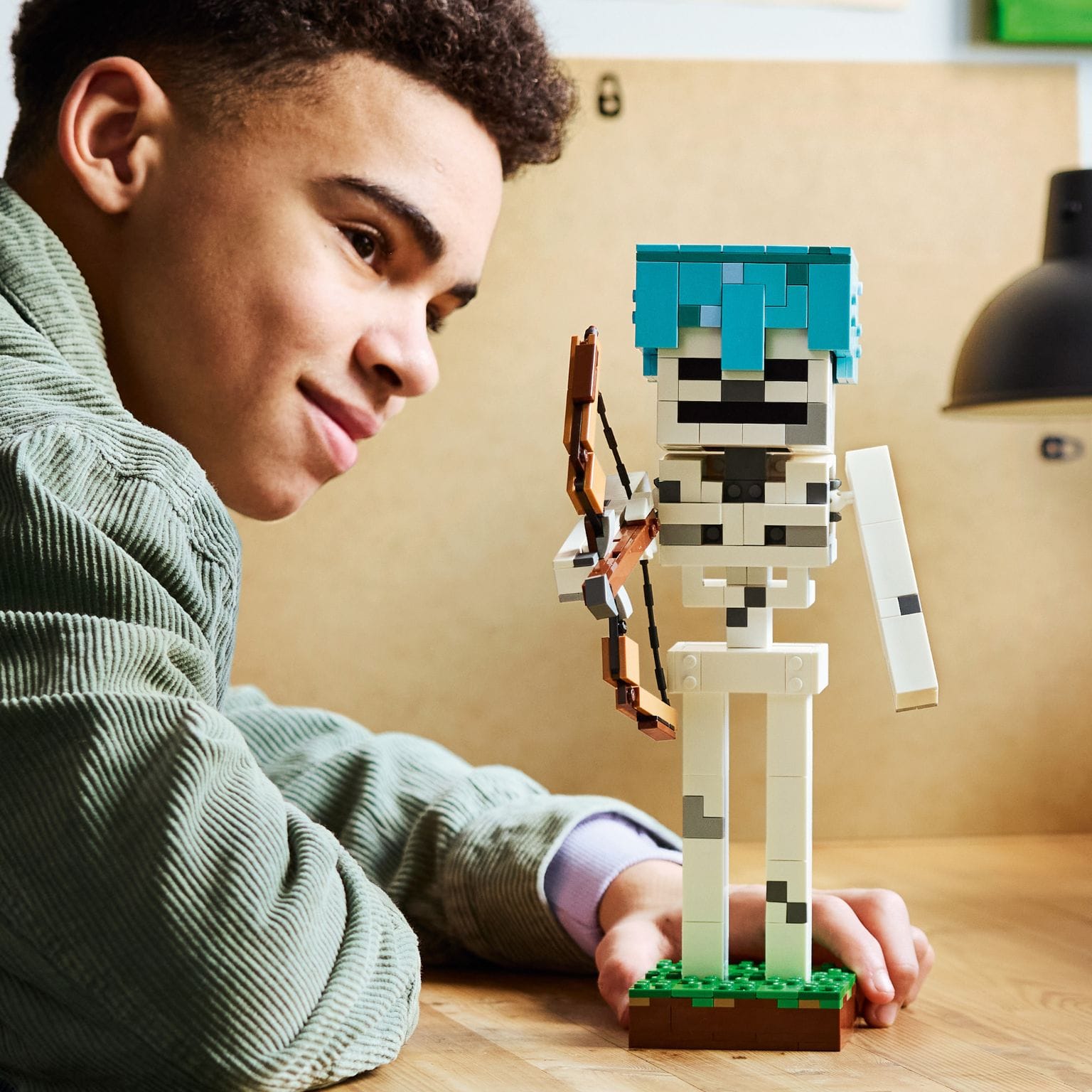Construção LEGO Minecraft Esqueleto para recriar desafios e confrontos