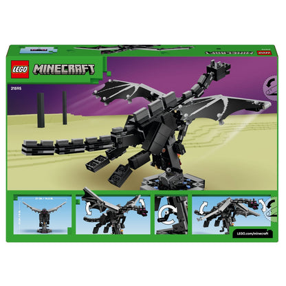 Verso da caixa LEGO Minecraft O Dragão Ender com as funções